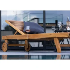 Ligstoel Naturel Hout - 200x63x35cm - Luzon