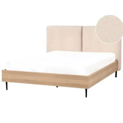LIMANTON - Bed - Beige - 140 x 200 cm - Bouclé