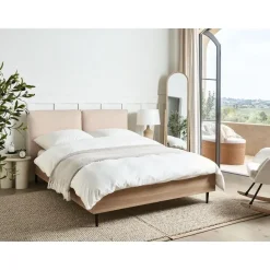 LIMANTON - Bed - Beige - 140 x 200 cm - Bouclé