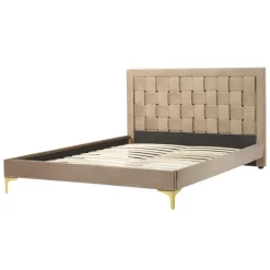 LIMOUX - Tweepersoonsbed - Taupe - 140 x 200 cm - Fluweel