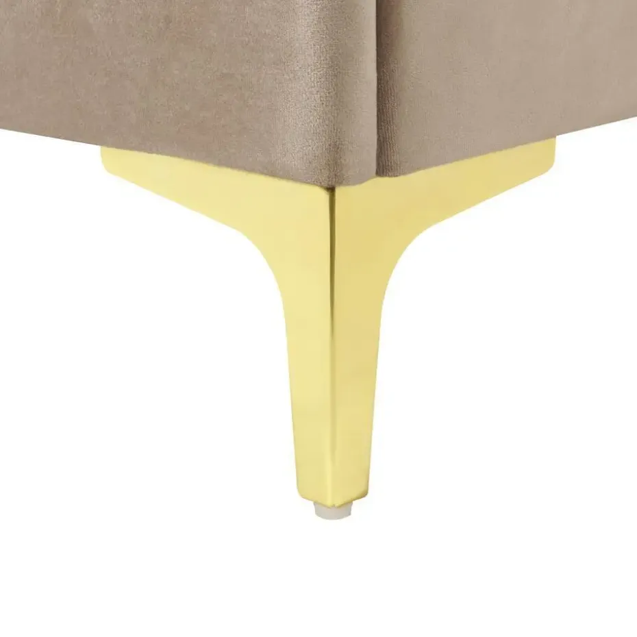 LIMOUX - Tweepersoonsbed - Taupe - 140 x 200 cm - Fluweel