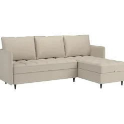 Lindhus - Bank met chaise longue omkeerbaar in stof crème