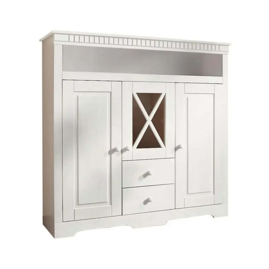 Lisa - Dressoir met 3 deuren en 2 laden in wit gebeitst grenen