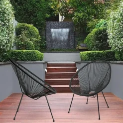 Lisomme Bo draad tuinstoel zwart