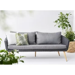 Lisomme Fien rotan tuinbank zwart - Met zitkussens