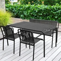 Lisomme Zahra metalen tuinstoel zwart - met armleuningen