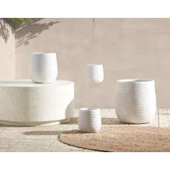 LIVADIA - Bloempot - Off-white - Vezelklei
