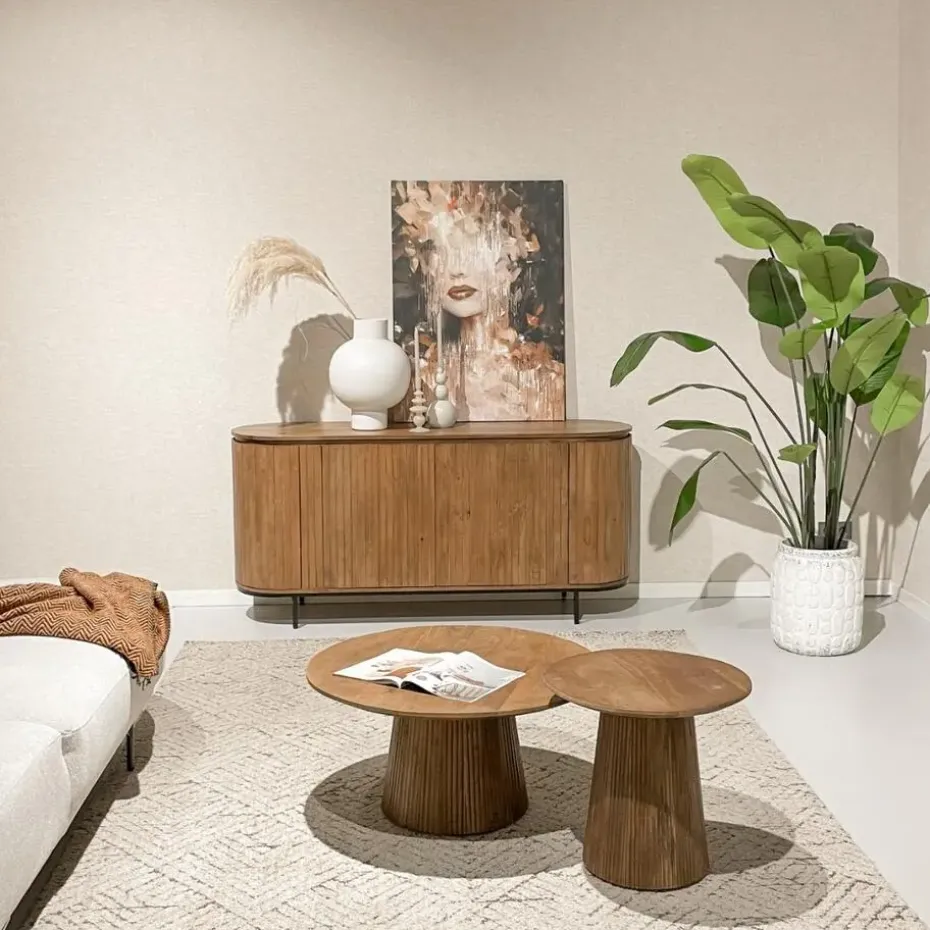 Livingfurn - Dressoir Noor Natural 170cm - Mangohout / Gecoat Staal