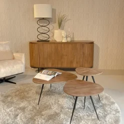 Livingfurn - Dressoir Noor Natural 170cm - Mangohout / Gecoat Staal