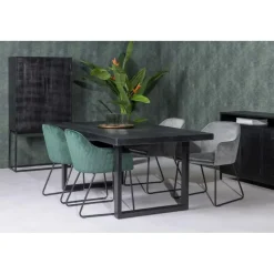 Livingfurn - e Zwart Eetkamertafel Kala - U-Pot - Mango Hout - 240 cm
