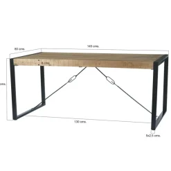 Livingfurn - Eetkamertafel Nairobi - U-Pot - Mango Hout - 140x80 cm - Bruin