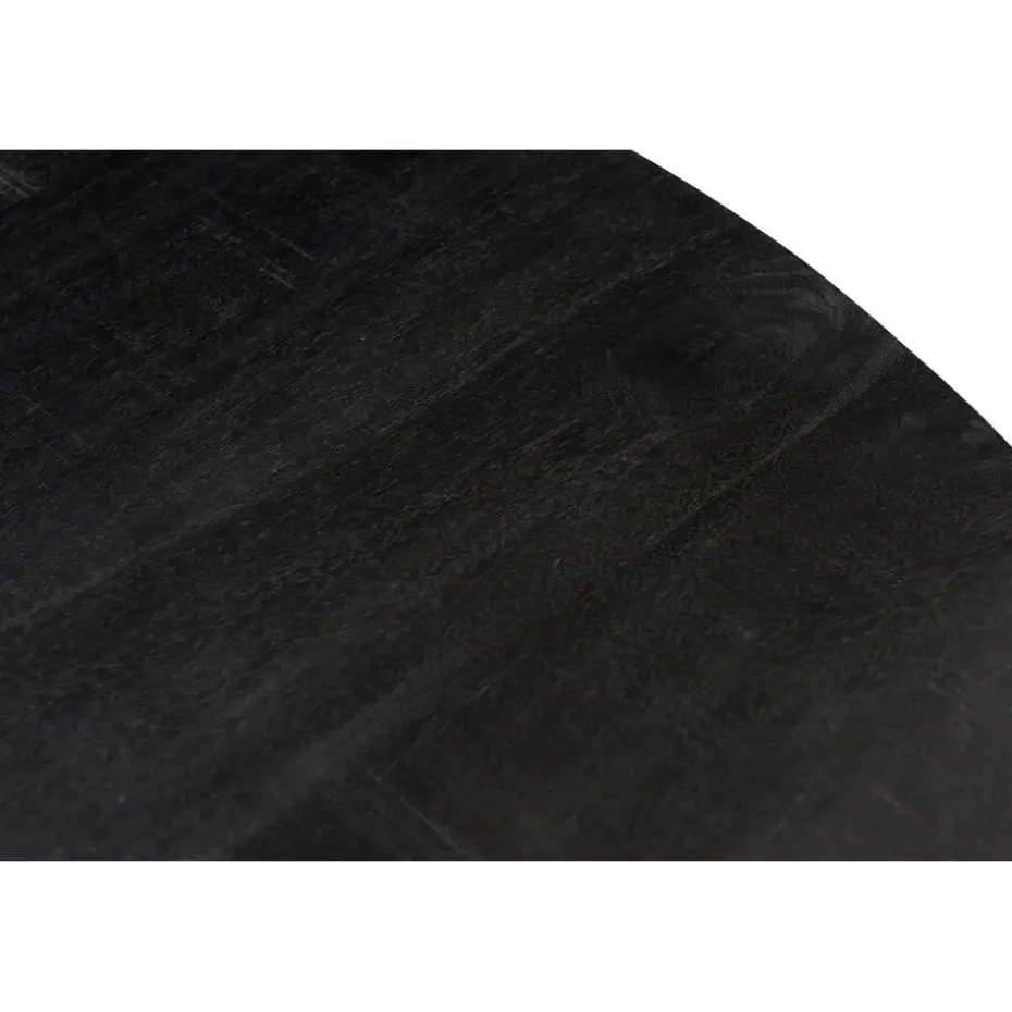 Livingfurn - Eetkamertafel Kala Round Black - Mangohout - 150 cm - Zwart
