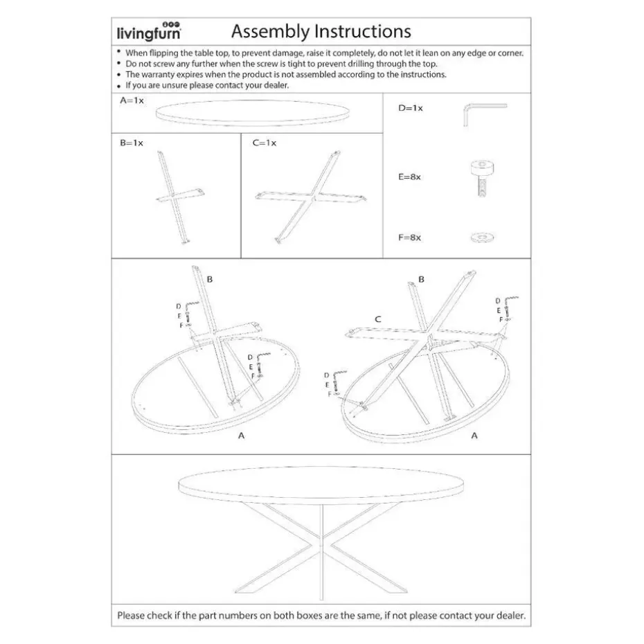 Livingfurn - Eetkamertafel Kala Round Black - Mangohout - 150 cm - Zwart