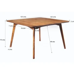 Livingfurn - Eetkamertafel Elias - 120cm - Mangohout - Bruin