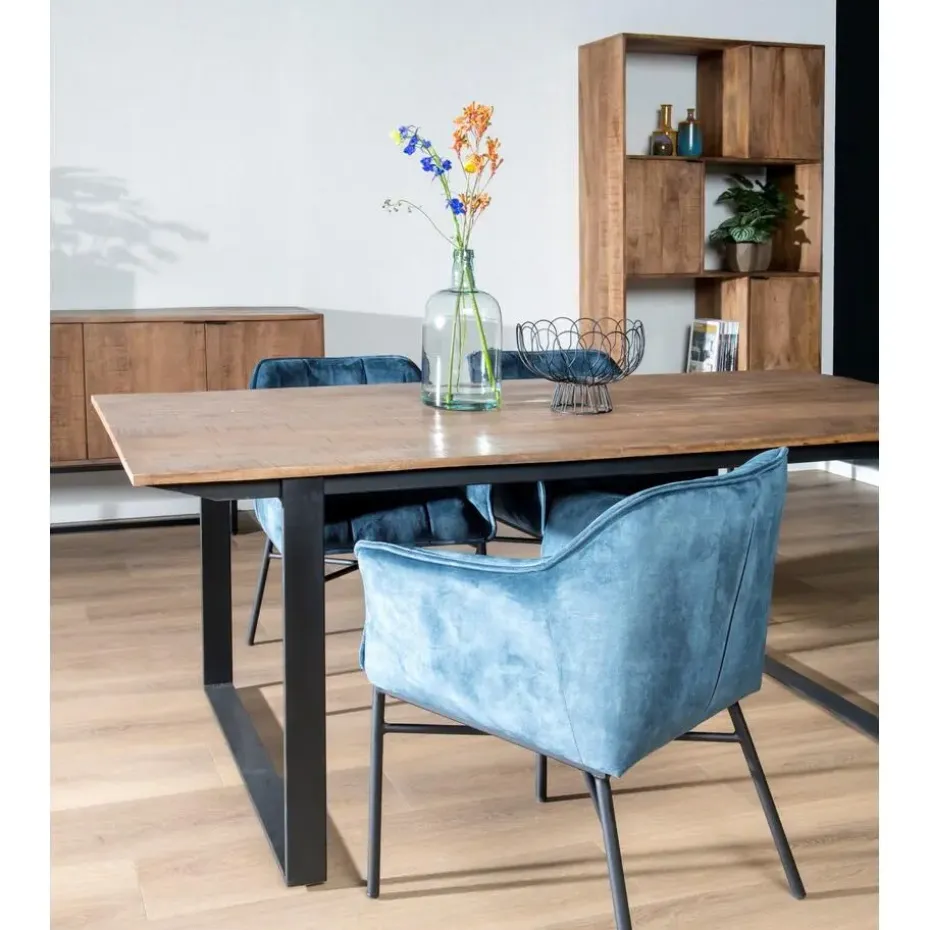 Livingfurn - Eetkamertafel Valdez - U poot - Mango Hout - 200 cm - Bruin