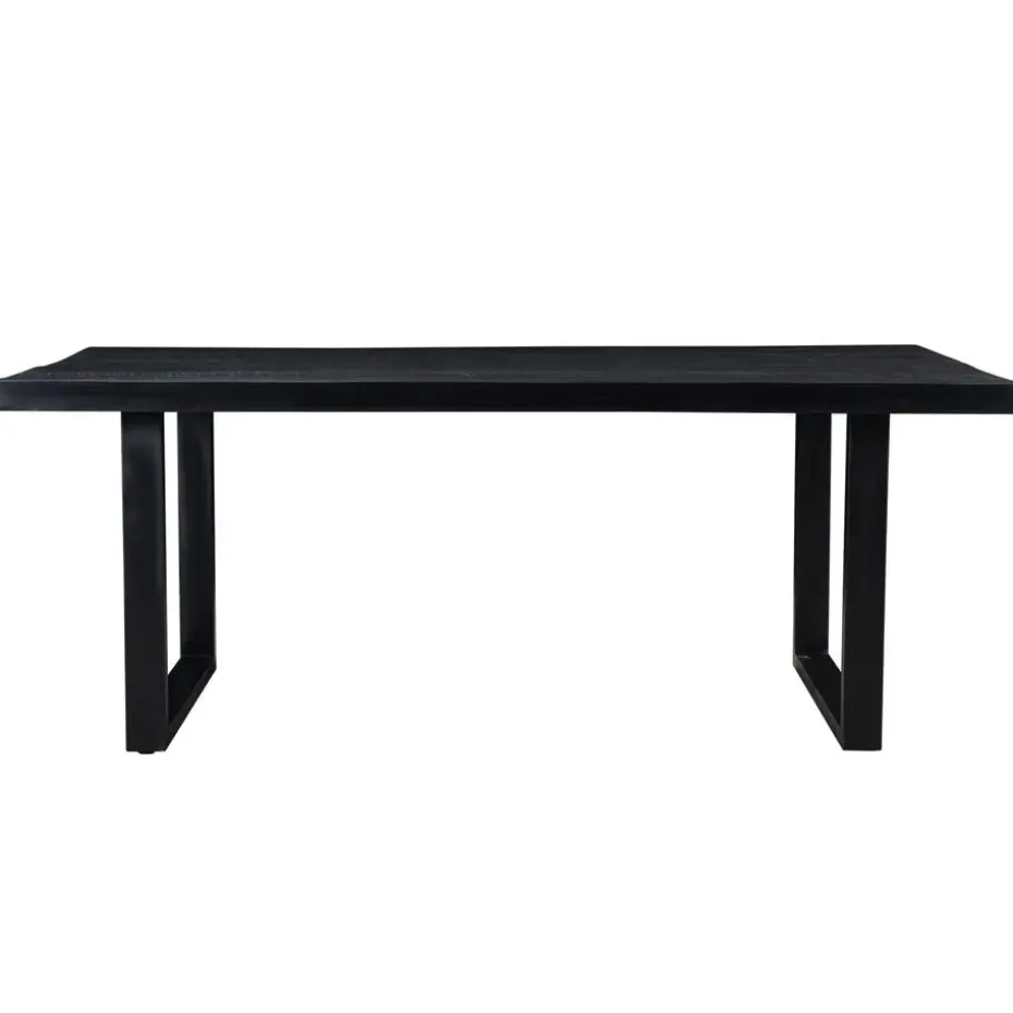 Livingfurn - Eetkamertafel Kala - U-Poten - Mangohout - 200 cm - Zwart
