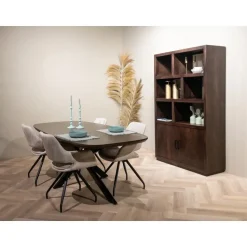 Livingfurn - Eetkamertafel Jesper Danish Oval Brown 180 cm - Mangohout