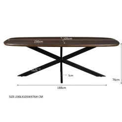 Livingfurn - Eetkamertafel Jesper Danish Oval Brown 230 cm - Mangohout
