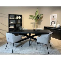 Livingfurn - Moderne Zwarte Eetkamertafel - Spider - Mangohout - 180 cm