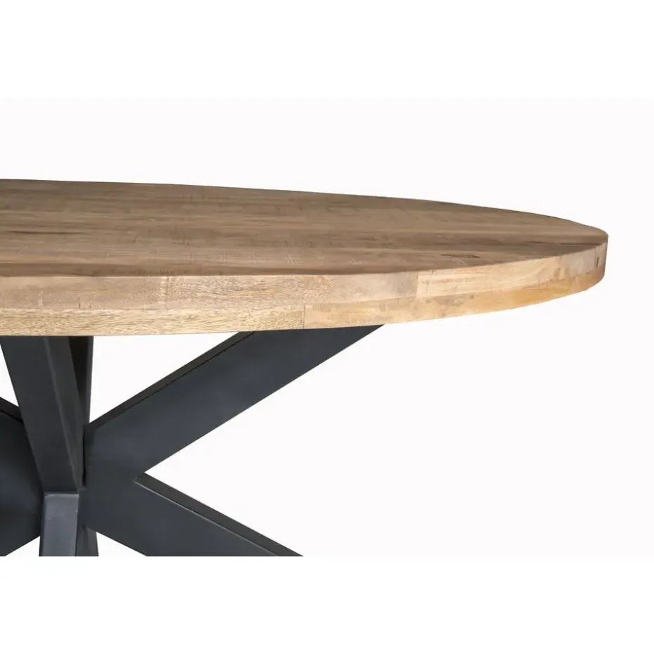 LivingFurn - Ovale Eetkamertafel Mangohout - Eettafel -160cm - Bruin