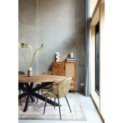 LivingFurn - Ovale Eetkamertafel Mangohout - Eettafel -160cm - Bruin