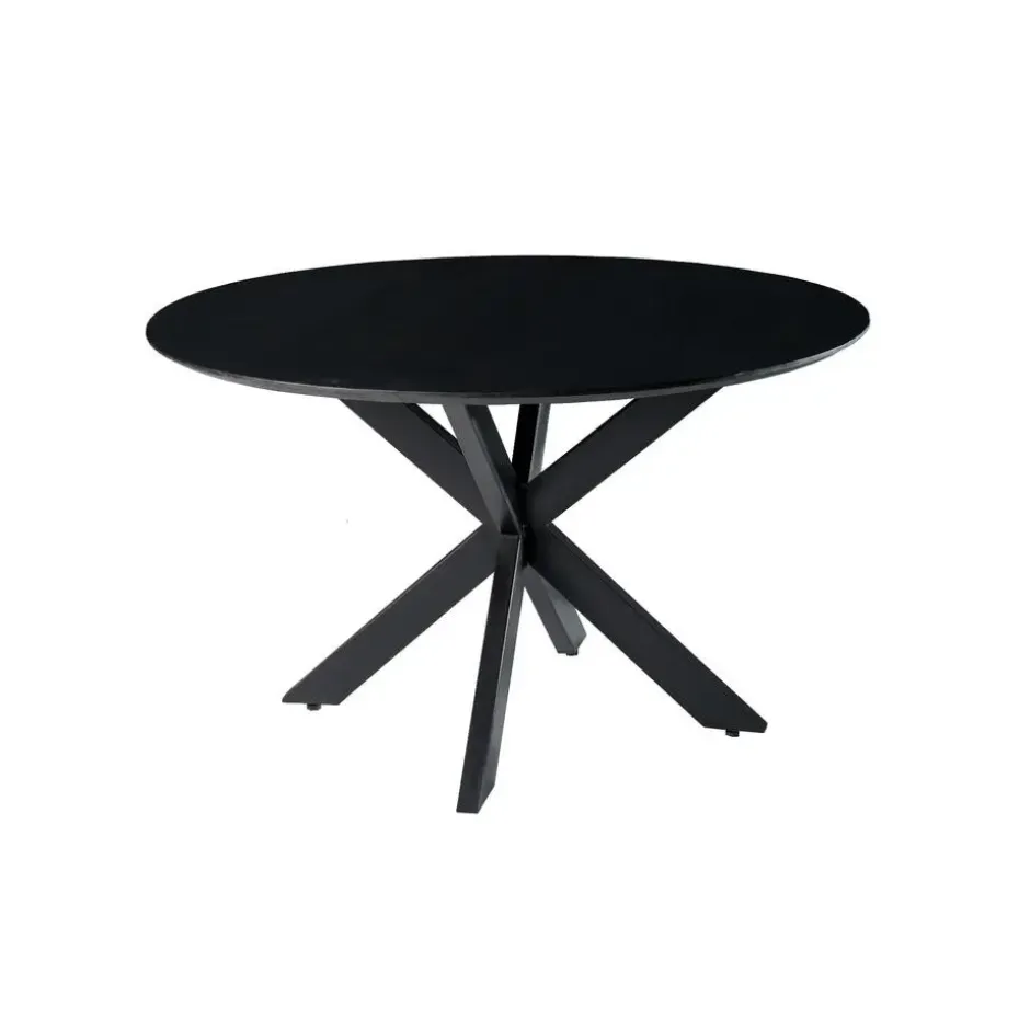 Livingfurn - Ronde Eetkamertafel Oslo Zwart - Acasiahout - 120 cm