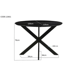 Livingfurn - Ronde Eetkamertafel Oslo Zwart - Acasiahout - 120 cm