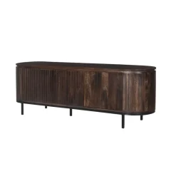 Livingfurn - TV Meubel Noor Walnut 170cm - Mangohout / Gecoat Staal