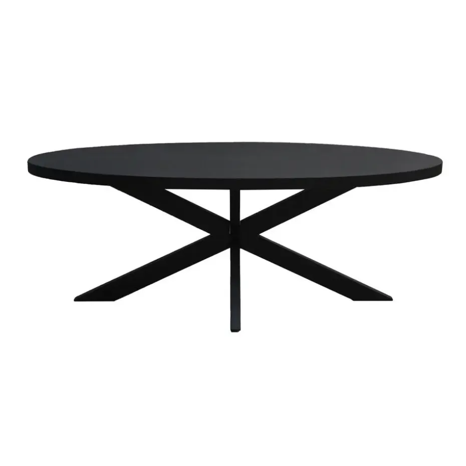 Livingfurn - Zwart Ovale Eetkamertafel - - Mango Hout - 210 cm