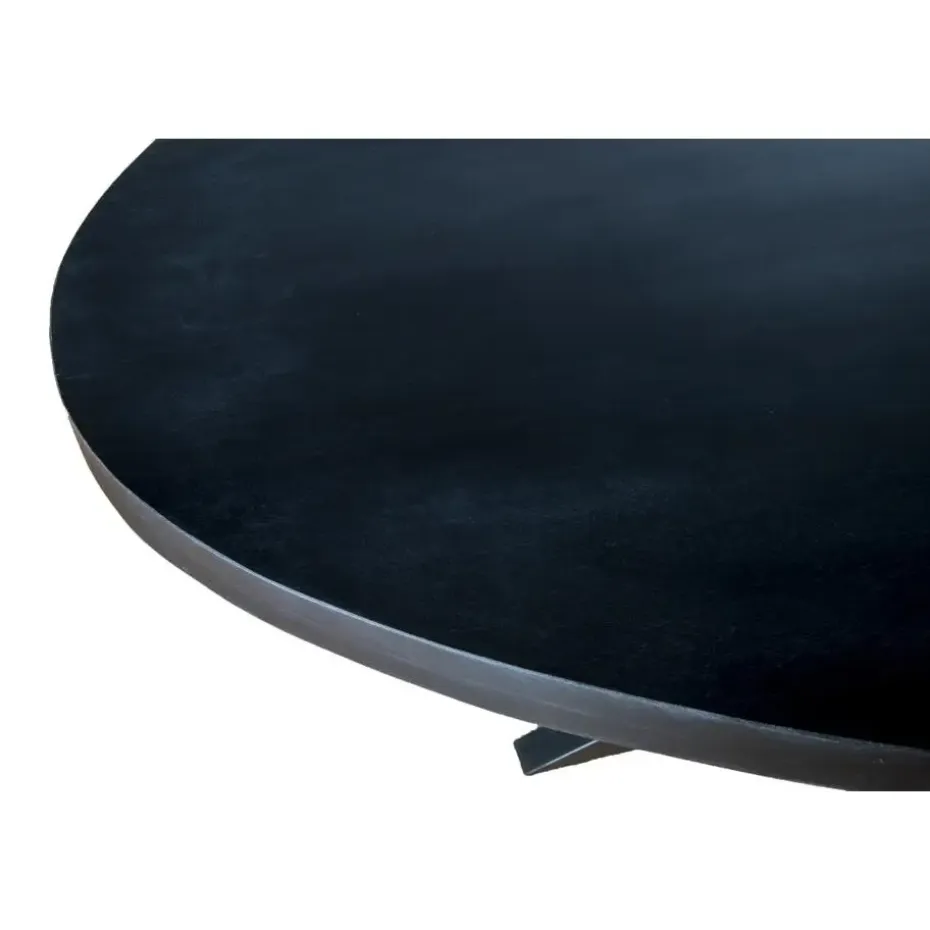 Livingfurn - Zwart Ovale Eetkamertafel - - Mango Hout - 210 cm