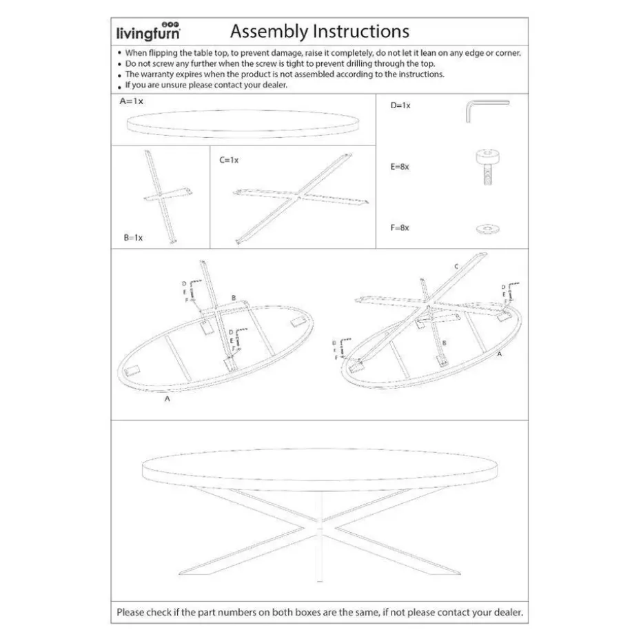Livingfurn - Zwart Ovale Eetkamertafel - - Mango Hout - 210 cm