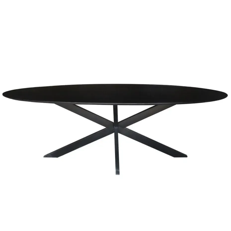 Livingfurn - Zwarte Eetkamertafel Oslo Ovaal - Acasia Hout - 240cm