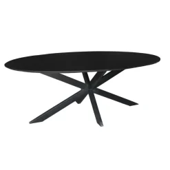 Livingfurn - Zwarte Eetkamertafel Oslo Ovaal - Acasia Hout - 240cm
