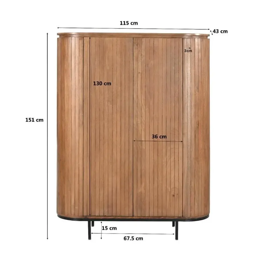 Livingfurn Kabinetkast Noor Naturel 150cm Mangohout