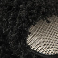 Loca Shaggy Rond Vloerkleed Zwart Hoogpolig - 150 CM ROND