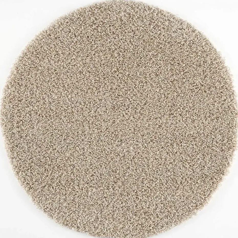 Loca Shaggy Rond Vloerkleed Beige Hoogpolig - 200 CM ROND