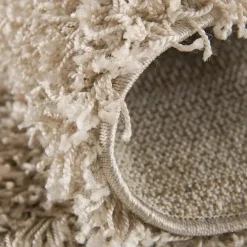Loca Shaggy Rond Vloerkleed Beige Hoogpolig - 200 CM ROND