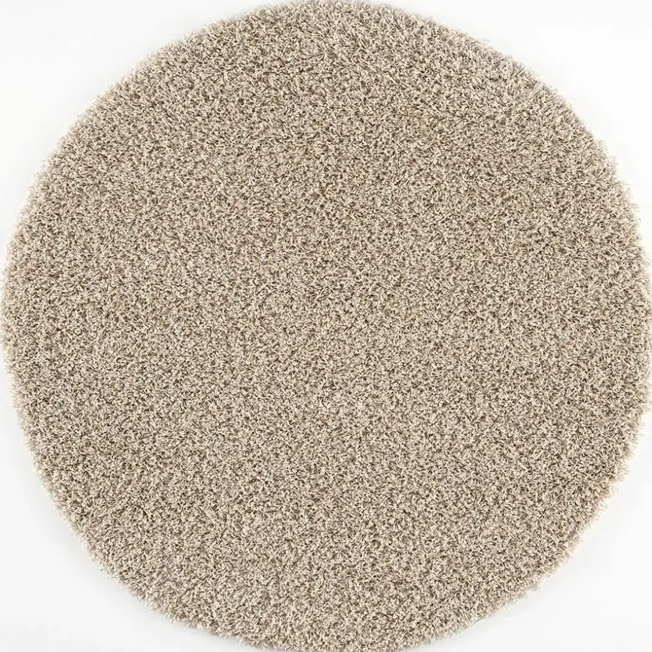 Loca Shaggy Rond Vloerkleed Beige Hoogpolig - 200 CM ROND
