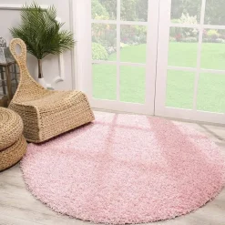 Loca Shaggy Rond Vloerkleed Licht Roze Hoogpolig - 150 CM ROND