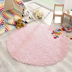 Loca Shaggy Rond Vloerkleed Licht Roze Hoogpolig - 150 CM ROND