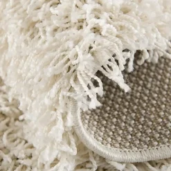 Loca Shaggy Rond Vloerkleed Creme Hoogpolig - 150 CM ROND