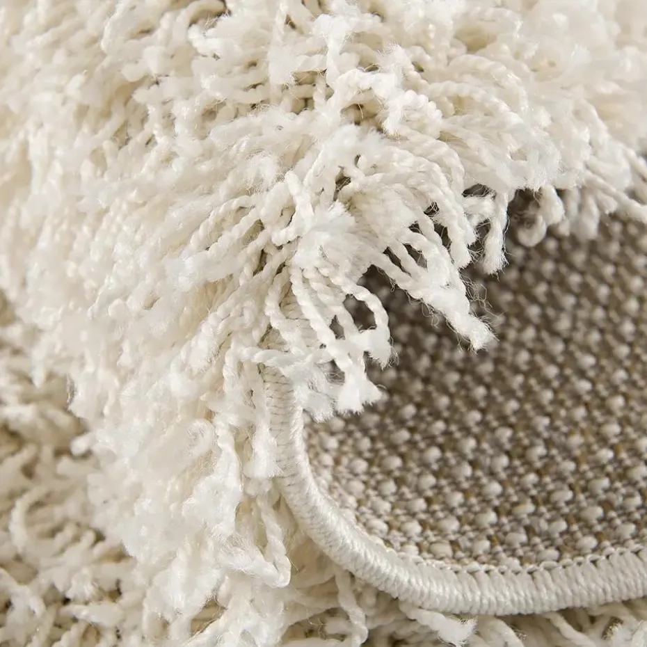 Loca Shaggy Rond Vloerkleed Creme Hoogpolig - 150 CM ROND