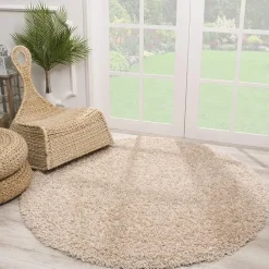 Loca Shaggy Rond Vloerkleed Beige Hoogpolig - 300 CM ROND