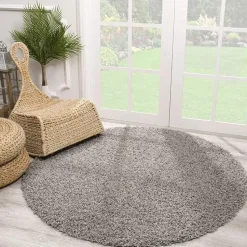 Loca Shaggy Rond Vloerkleed Lichtgrijs Hoogpolig - 150 CM ROND