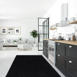 Loca Shaggy Vloerkleed – Modern Uni Effen – Zwart Hoogpolig & Zacht - 120x170 CM