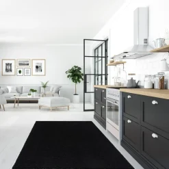 Loca Shaggy Vloerkleed – Modern Uni Effen – Zwart Hoogpolig & Zacht - 200x290 CM