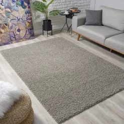 Loca Shaggy Vloerkleed Lichtgrijs Hoogpolig - 140x200 CM