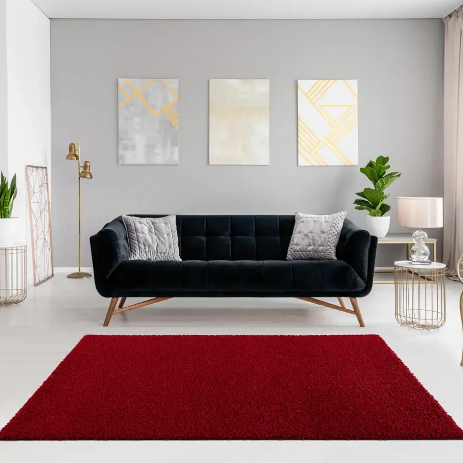 Loca Shaggy Vloerkleed Rood Hoogpolig - 140x200 CM