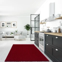 Loca Shaggy Vloerkleed Rood Hoogpolig - 140x200 CM