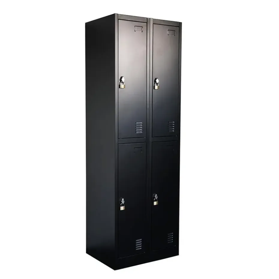Lockerkast Zwart - 60x185 cm - 4 lockers